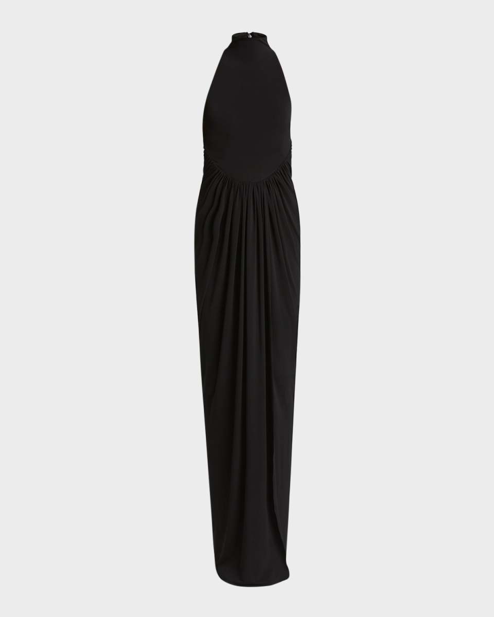 High Neck Draped Waist Gown