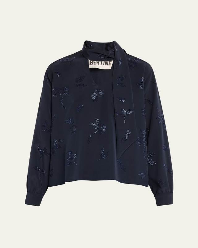 Kind Of Blue Slim Blouse with Keith Tie Neck