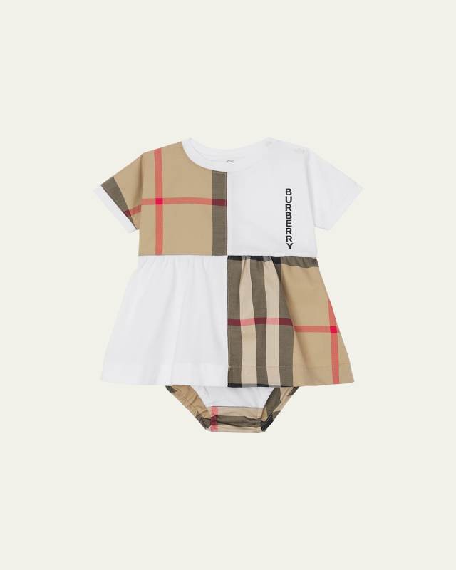 Girl's Elena Vintage Check Logo Dress w/ Bloomers, Size 1-18