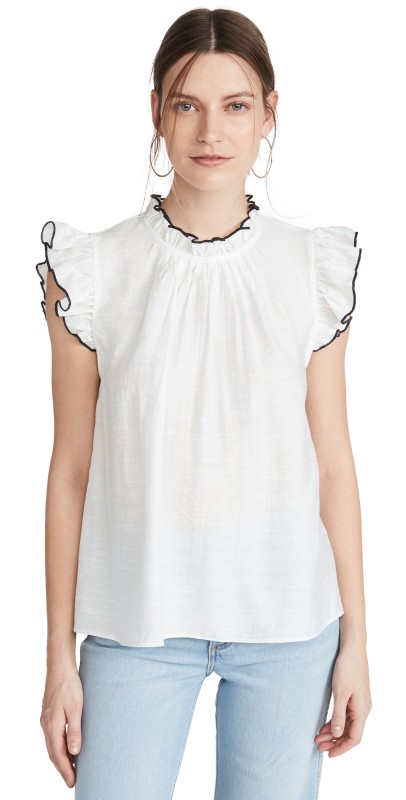 English Factory Ruffle Blouse White