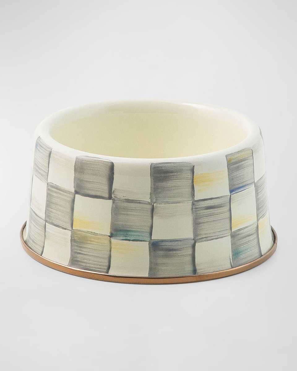 Sterling Check Enamel Pet Dish, Medium