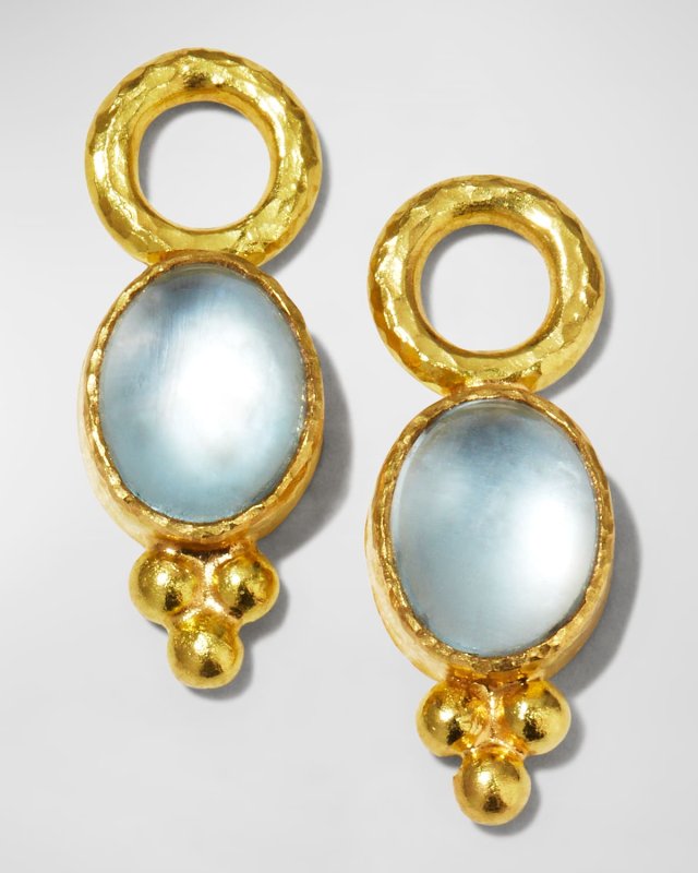19k Aquamarine Vertical Earring Pendants