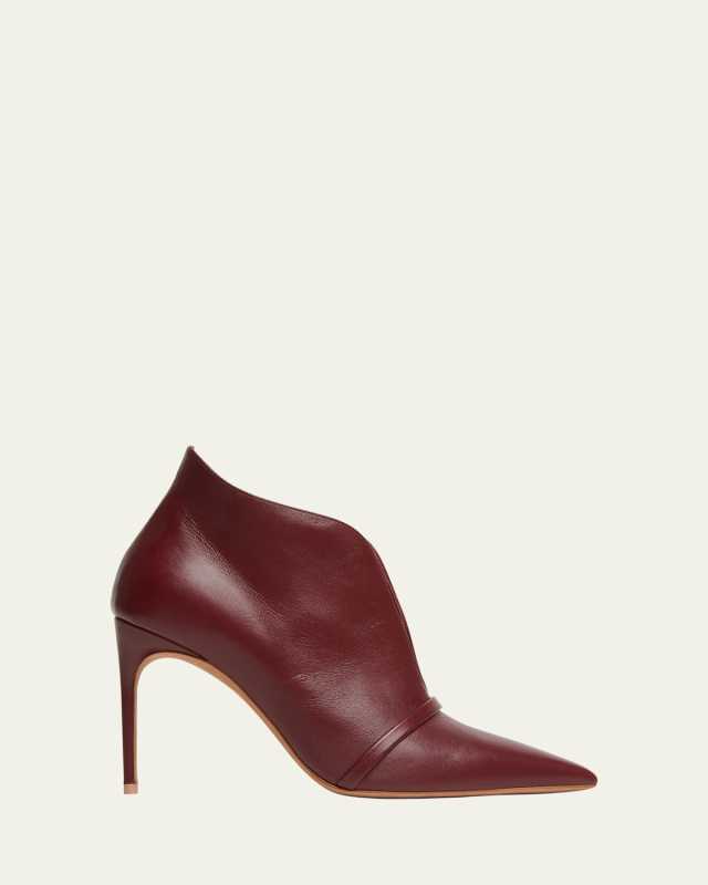 Loren Leather V-Cut Stiletto Booties