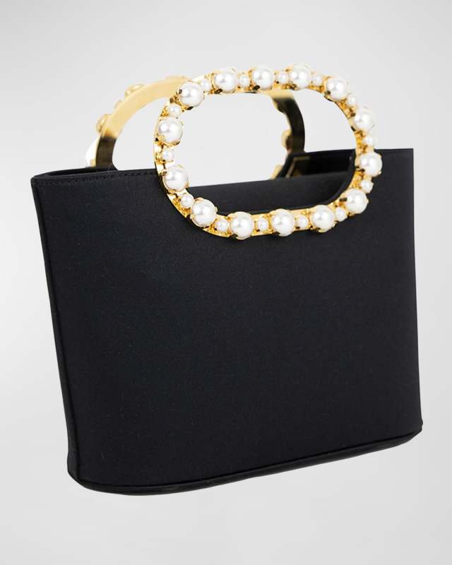Anita Pearly Satin Top-Handle Bag