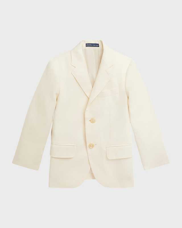 Boy's Solid Linen Tailored Sport Coat, Size 4-7