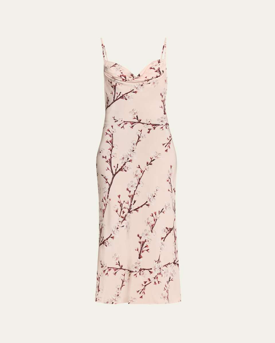 Cherry Blossom Leather Midi Dress