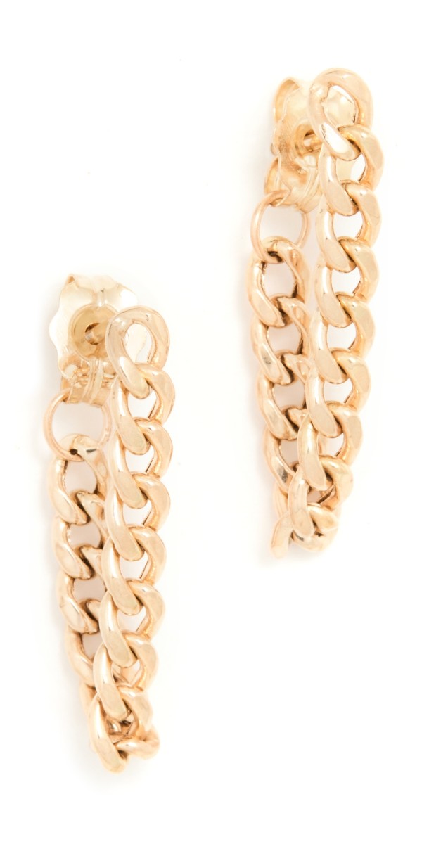 Zoe Chicco 14k Gold Small Curb Chain Huggie Earrings Gold