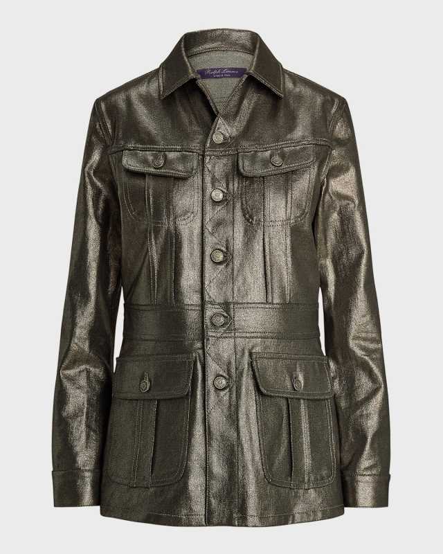 Metallic Denim Safari Jacket