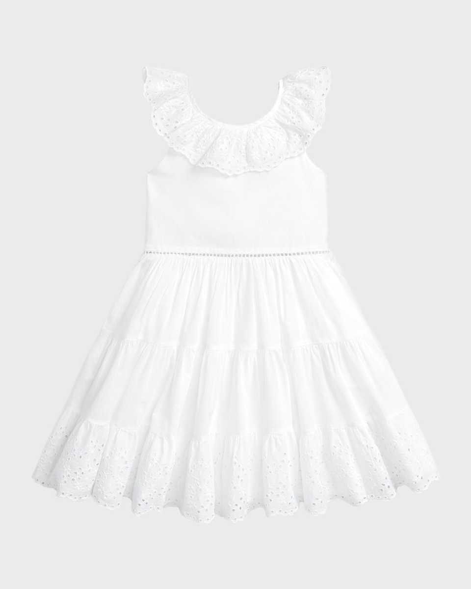 Girl's Eyelet Trim Day Dress, Size 2-6X