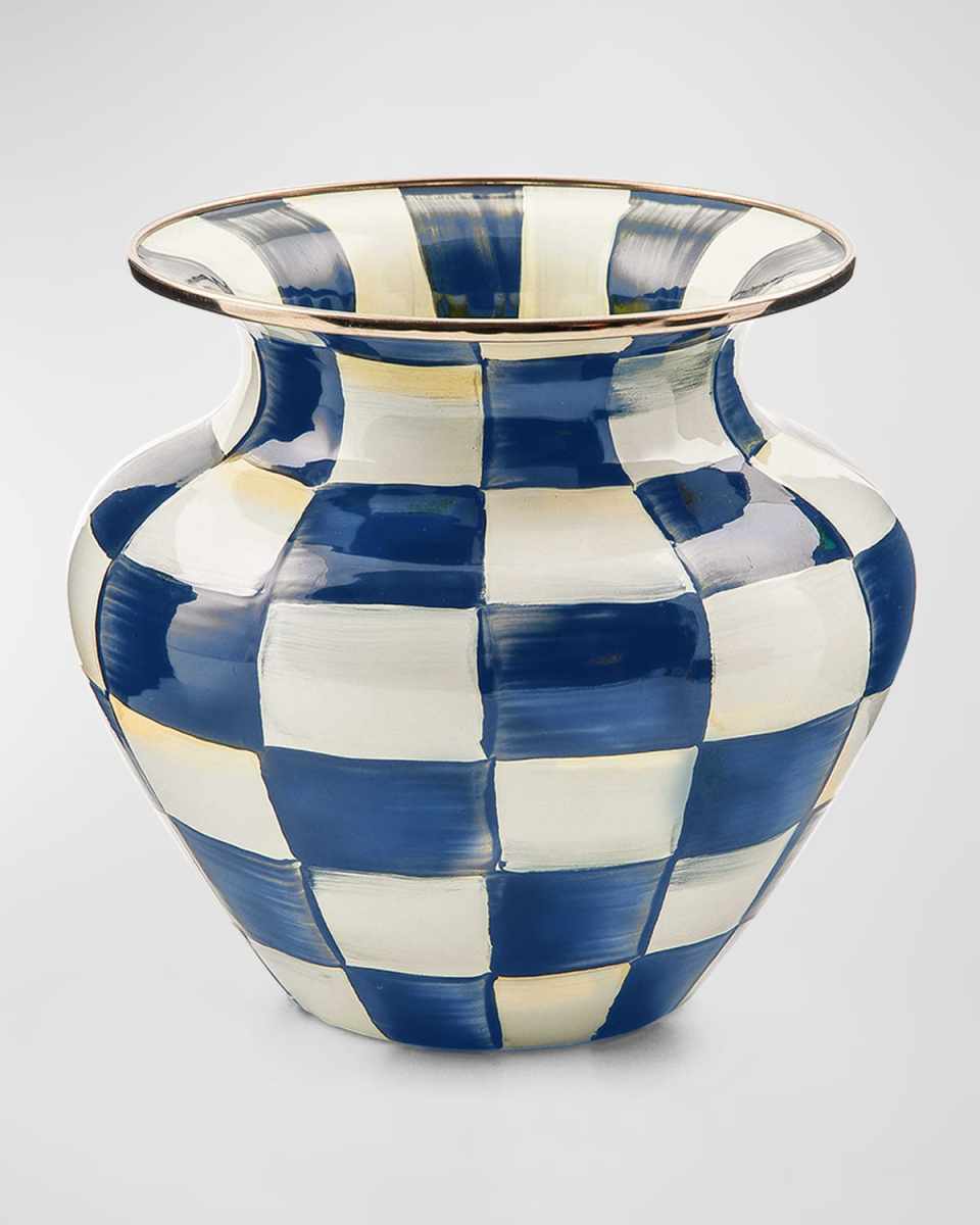 Royal Check Enamel Large Vase - 7"