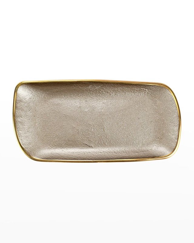 Metallic Glass Fawn Rectangular Tray