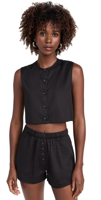 Leset Yoko Crew Neck Vest Black