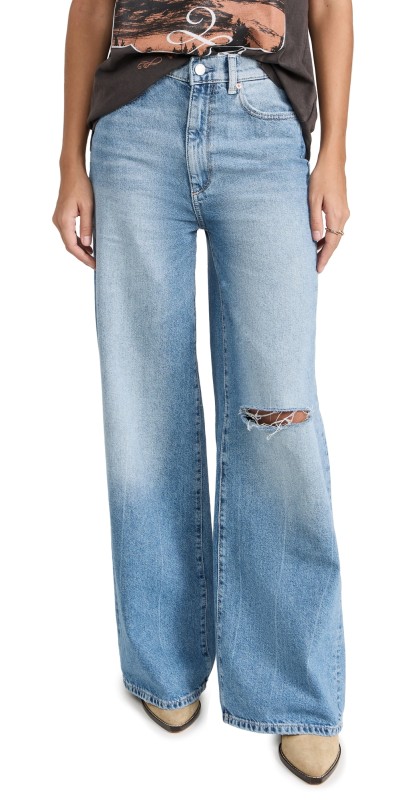 DL1961 Hepburn Wide Leg: High Rise Vintage 32' Jeans salton sea distressed