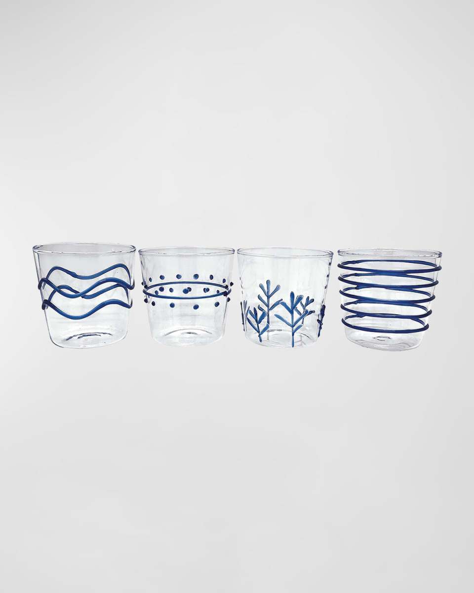 Applique Old Fashion Glass, Set of 4