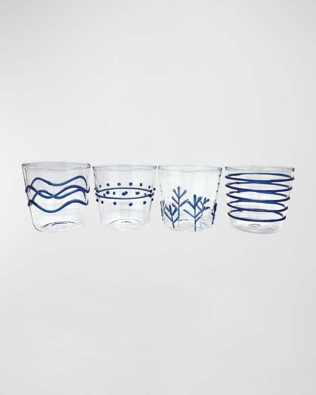Applique Old Fashion Glass, Set of 4