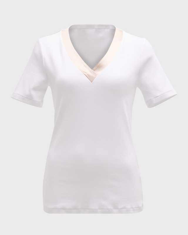 Ribbed Silk-Trim Shirt