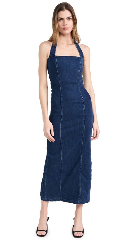 Reformation Evita Denim Dress Vermillion