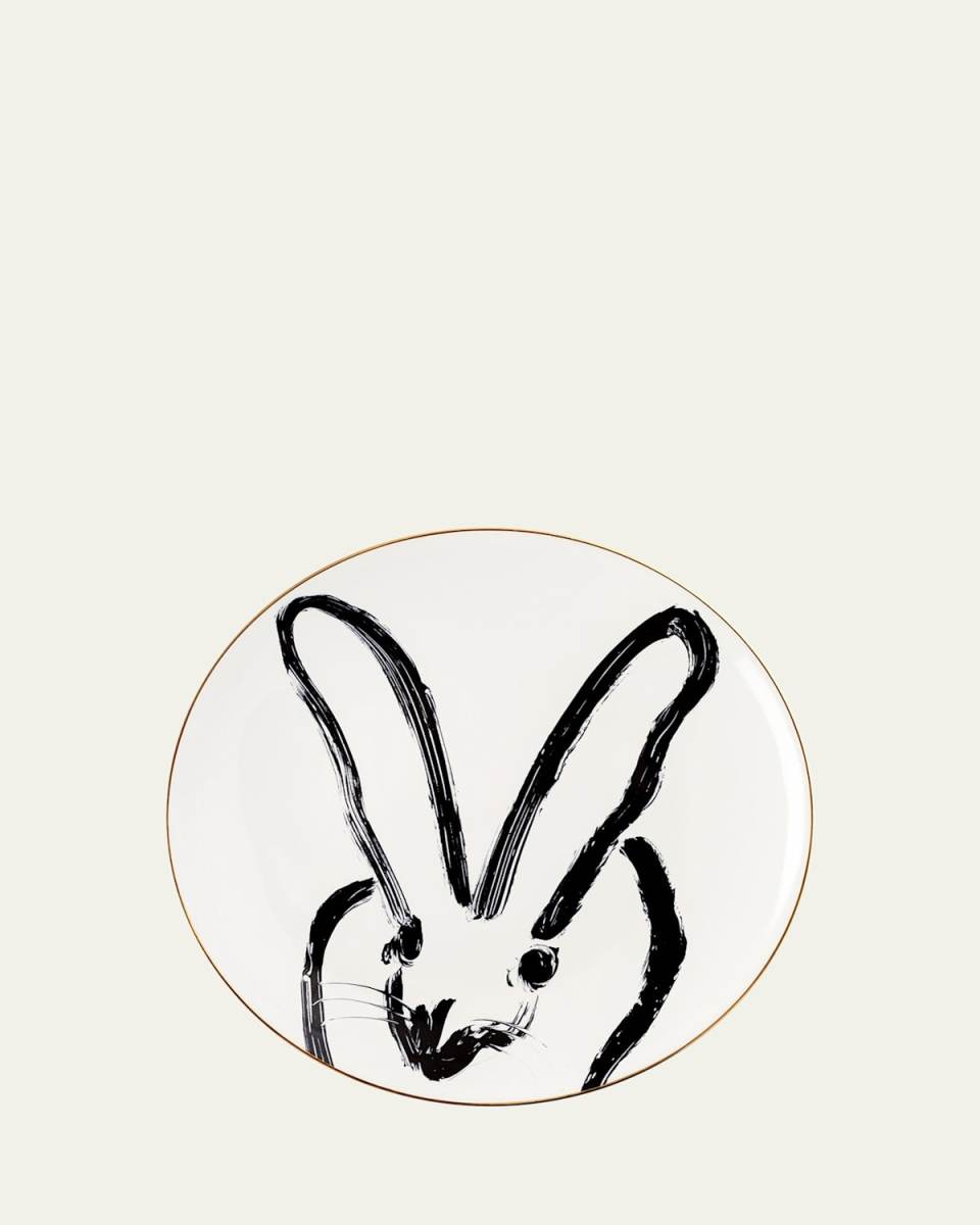 Rabbit Run Dinner Plate with Gold Rim - White