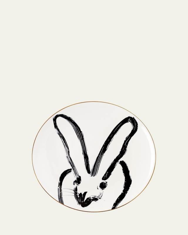 Rabbit Run Dinner Plate with Gold Rim - White