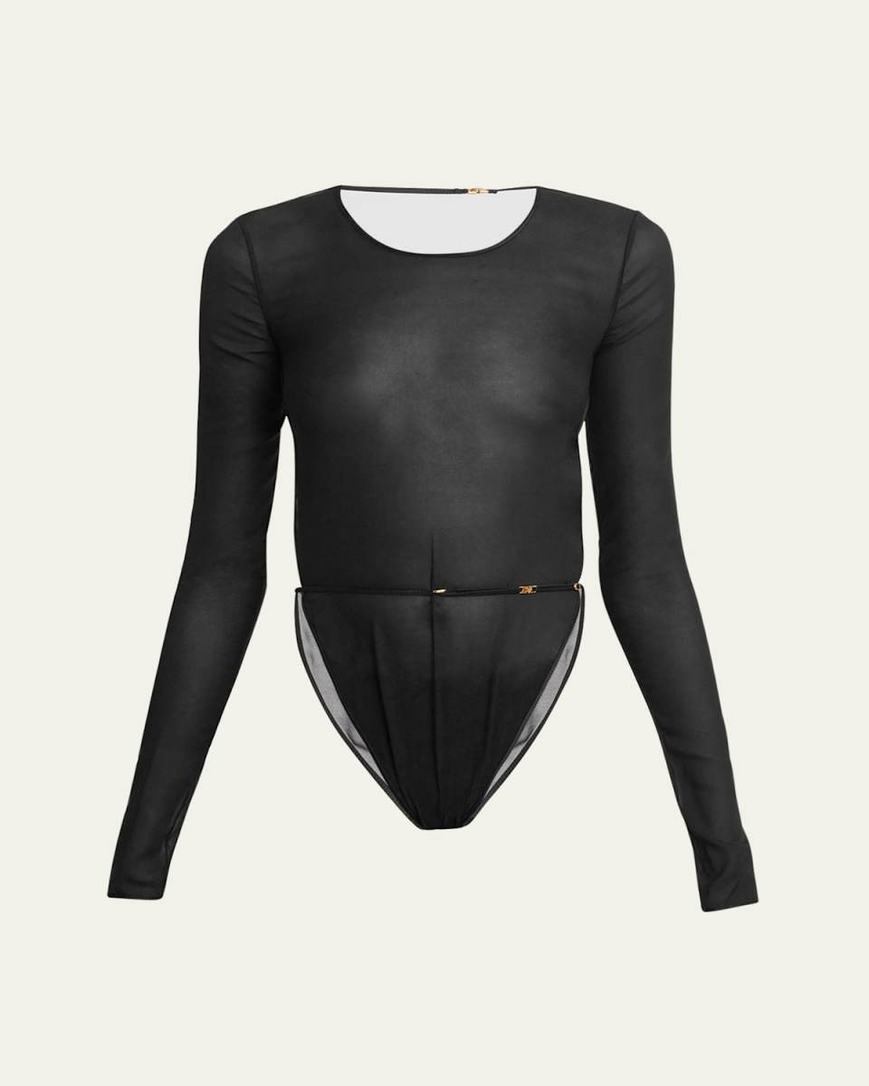 Long-Sleeve Backless Bodysuit