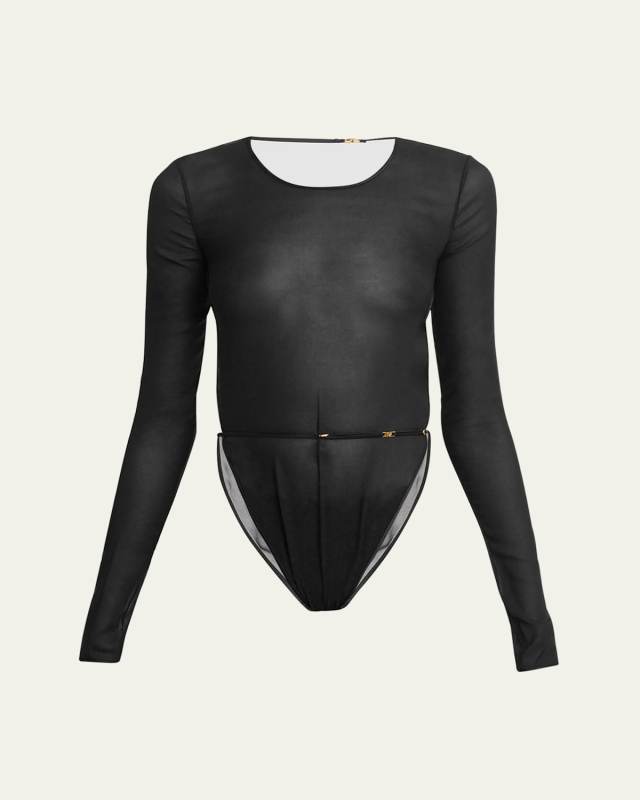 Long-Sleeve Backless Bodysuit