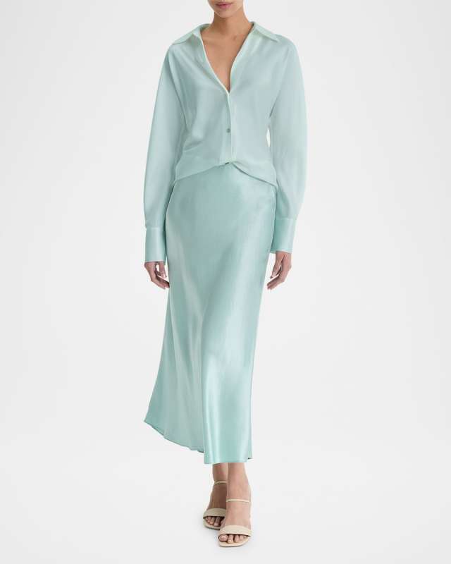 Pull-On Satin Slip Skirt