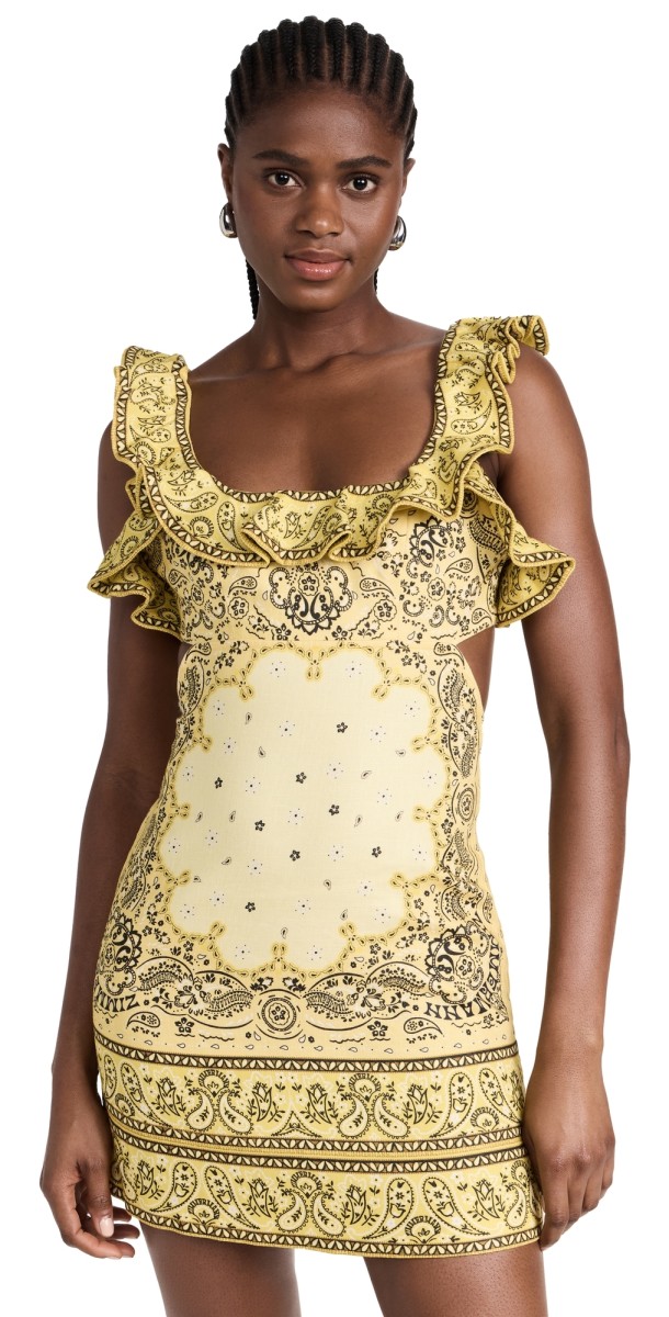 Zimmermann Matchmaker Frilled Mini Dress Yellow Bandana