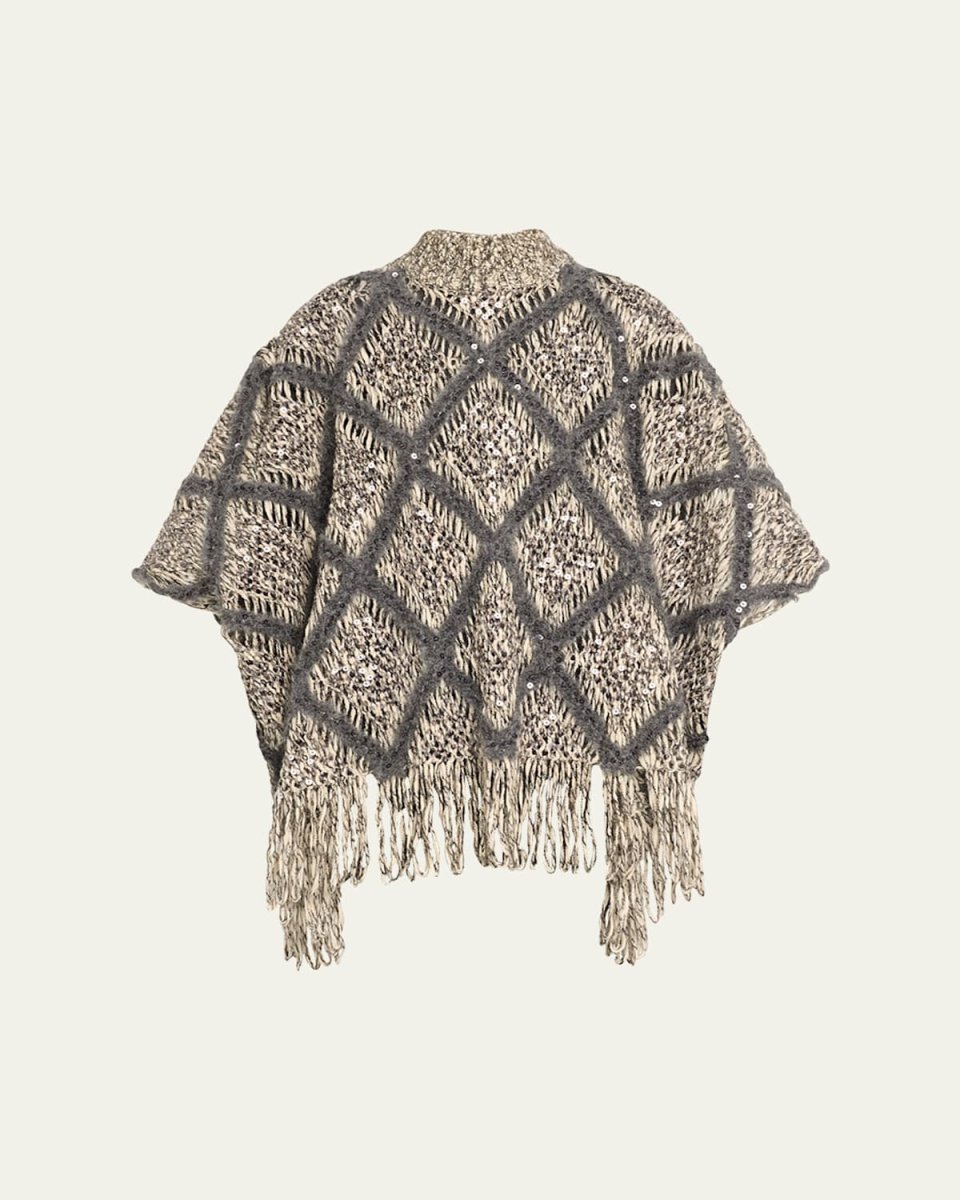 Macro Argyle Wool Couture Poncho