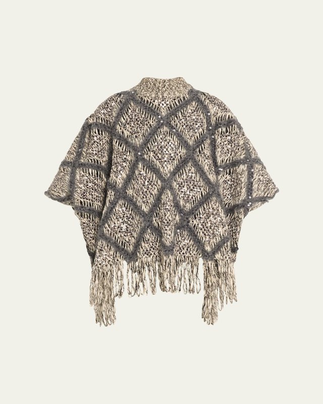 Macro Argyle Wool Couture Poncho