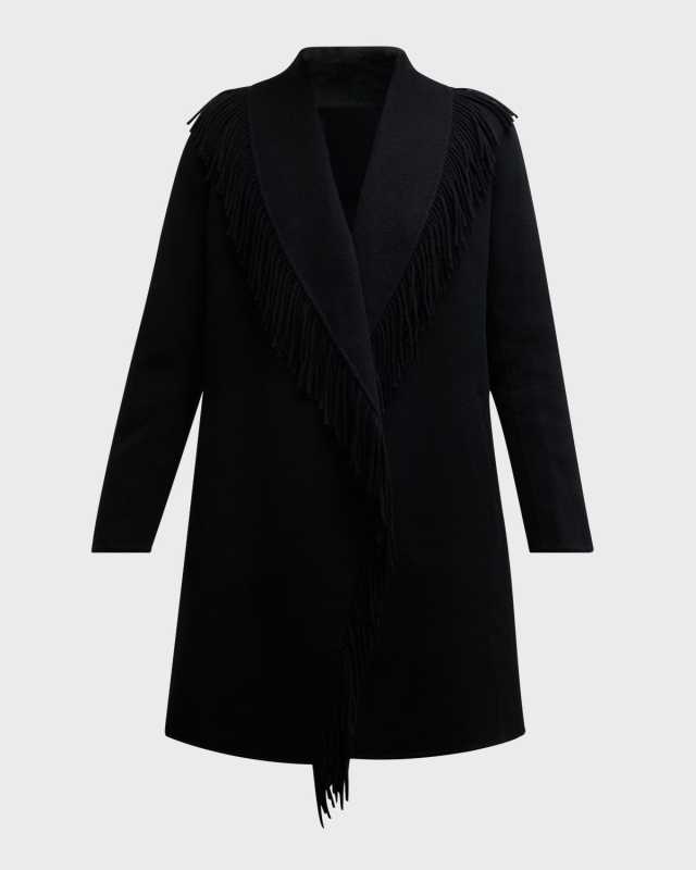 Fringe Cashmere Wrap Coat