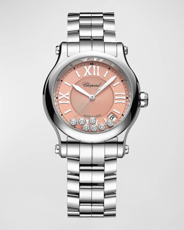 Happy Sport 36mm Stainless Steel Diamond & Pink Dial Watch