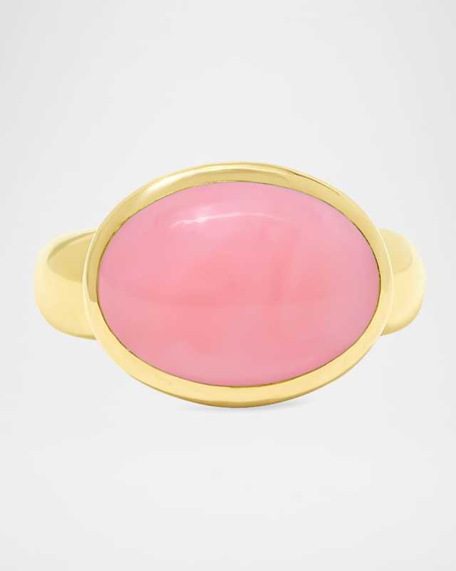 18K Yellow Gold Large Cabochon Gumdrop Statement Ring