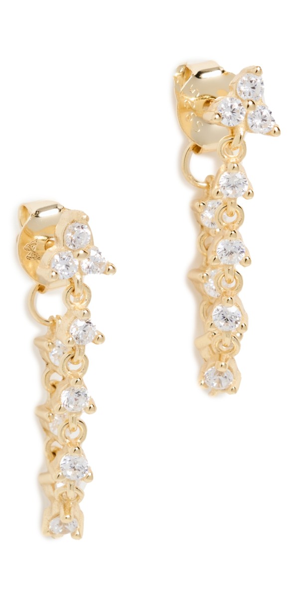 By Adina Eden Trio Cluster Cz Front Back Drop Stud Earrings Gold