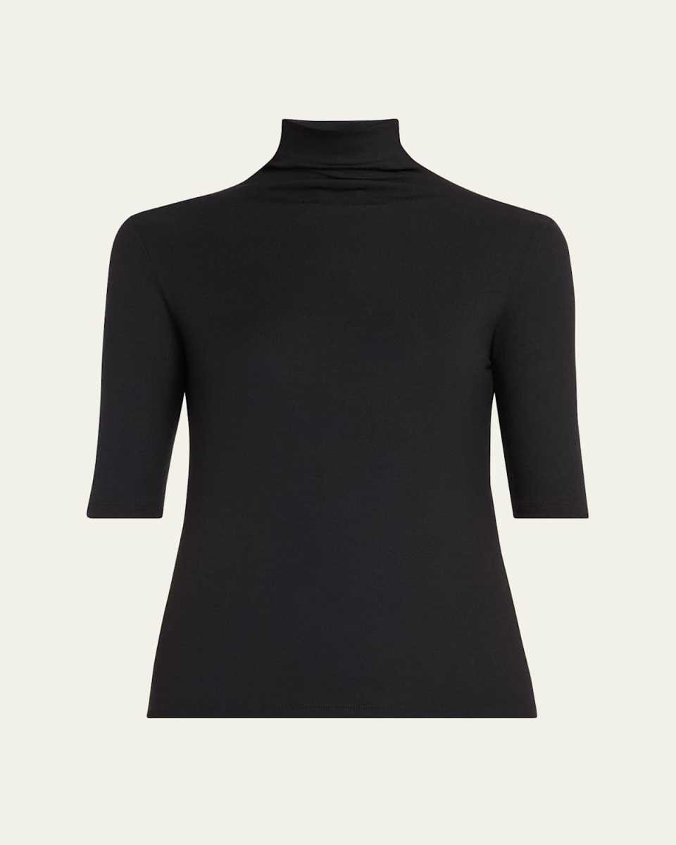 Elbow-Sleeve Turtleneck Top