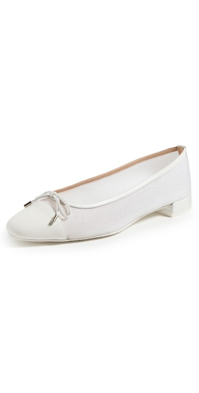 Stuart Weitzman Sleek Bow Flats White