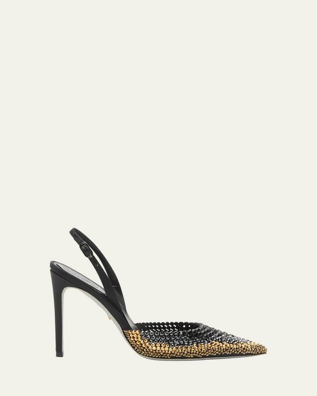 Crystal Satin Slingback Pumps