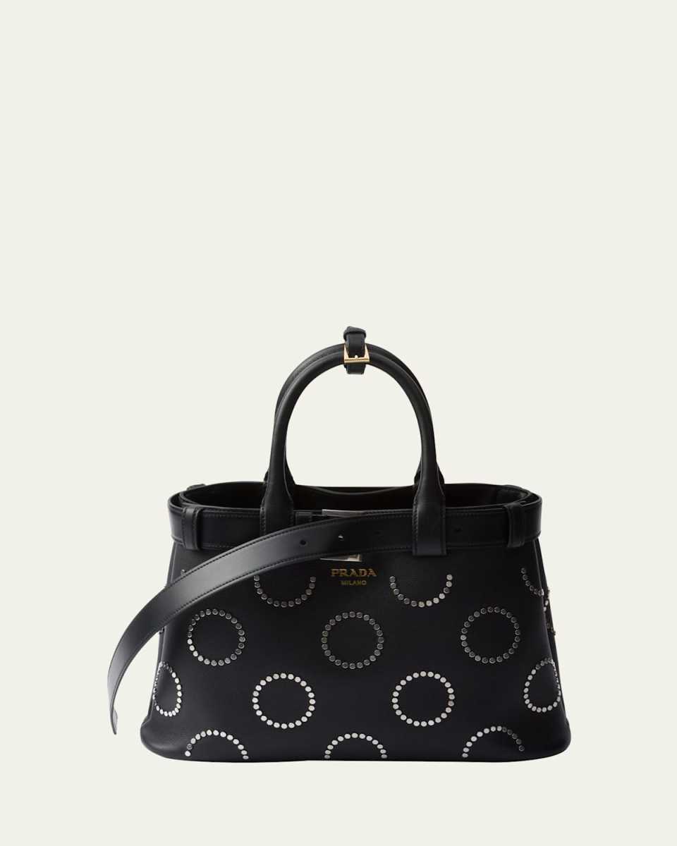 Medium Cutout Buckle Leather Top-Handle Bag