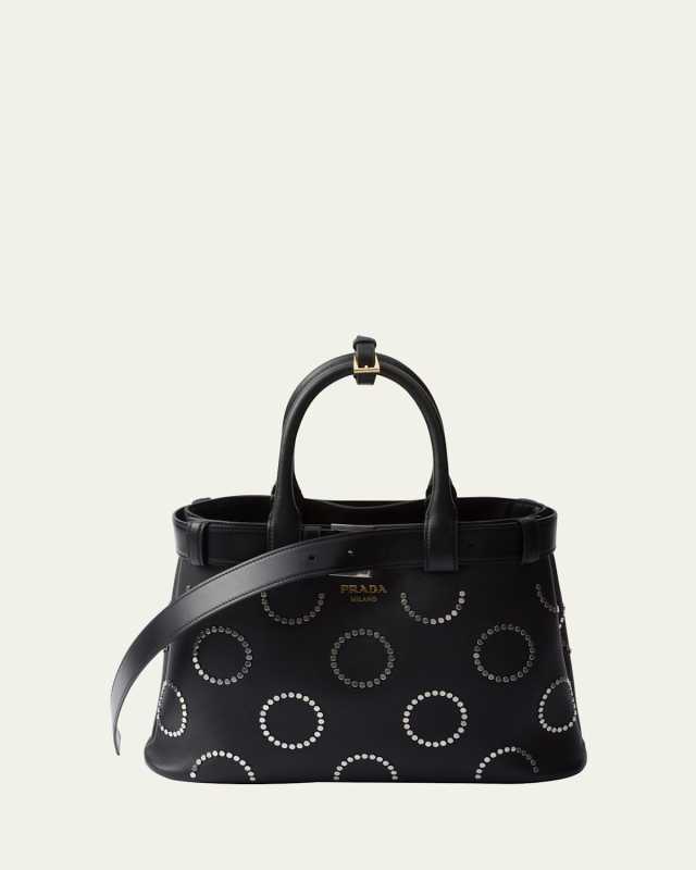 Medium Cutout Buckle Leather Top-Handle Bag