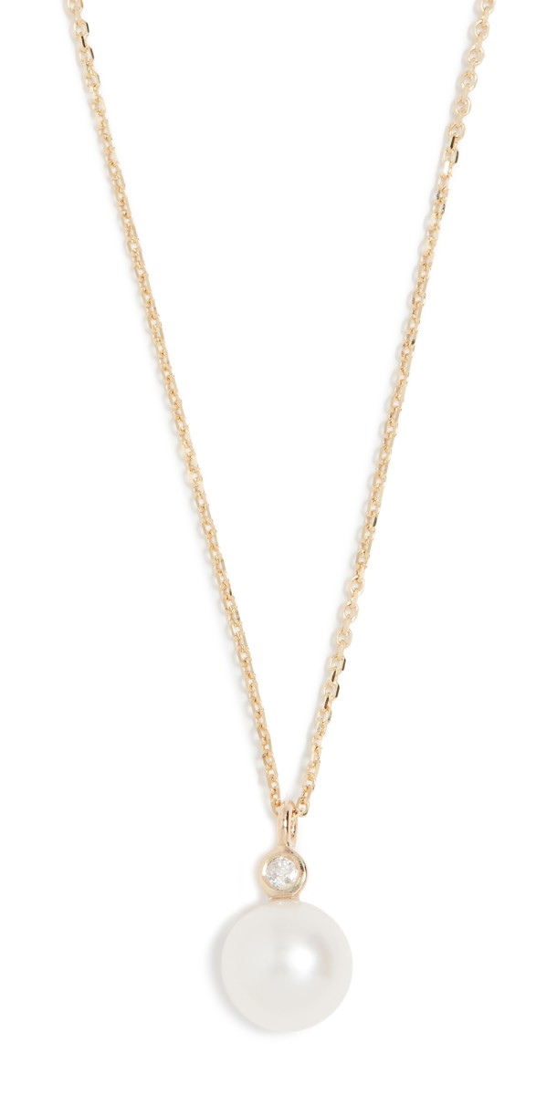 Mateo 14K Pearl and Diamond Dot Necklace Yellow Gold