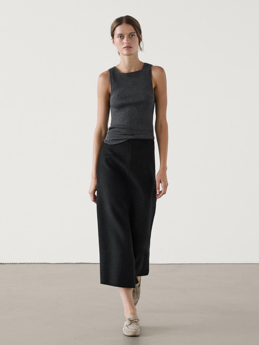 Massimo Dutti Long wool blend skirt