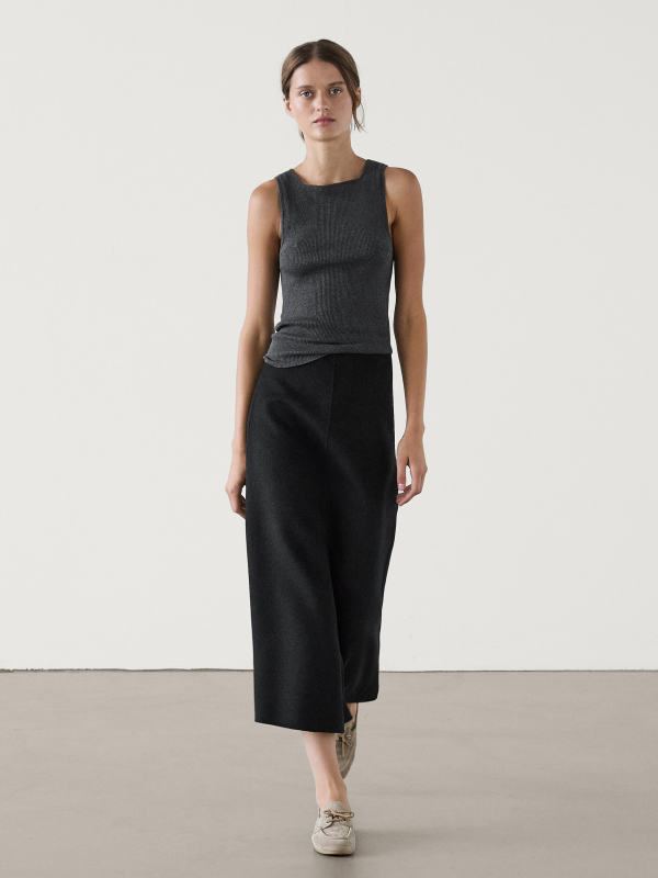 Massimo Dutti Long wool blend skirt