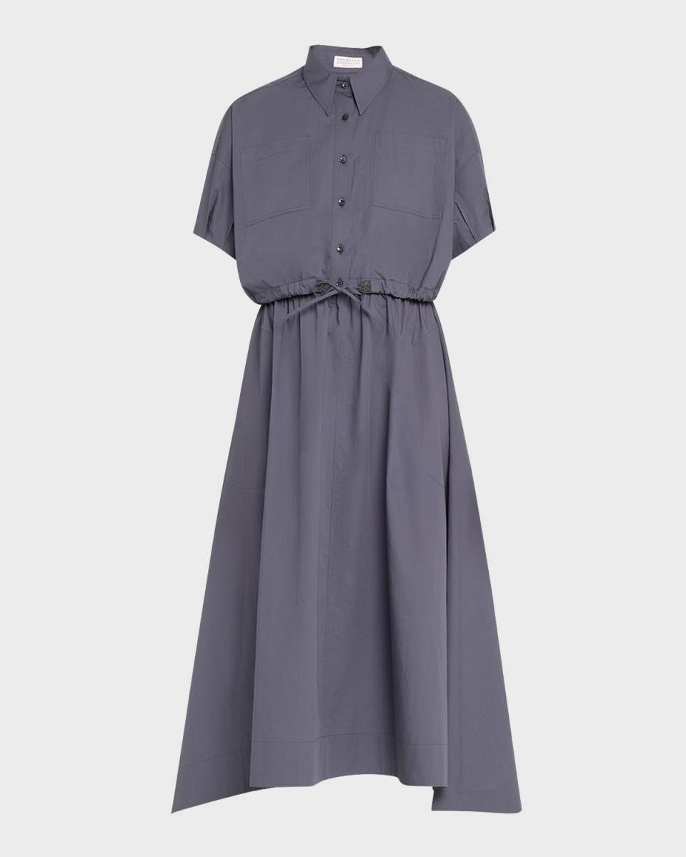 Light-Weight Shirtdress with Fitted Waist and Monili Loop Detai