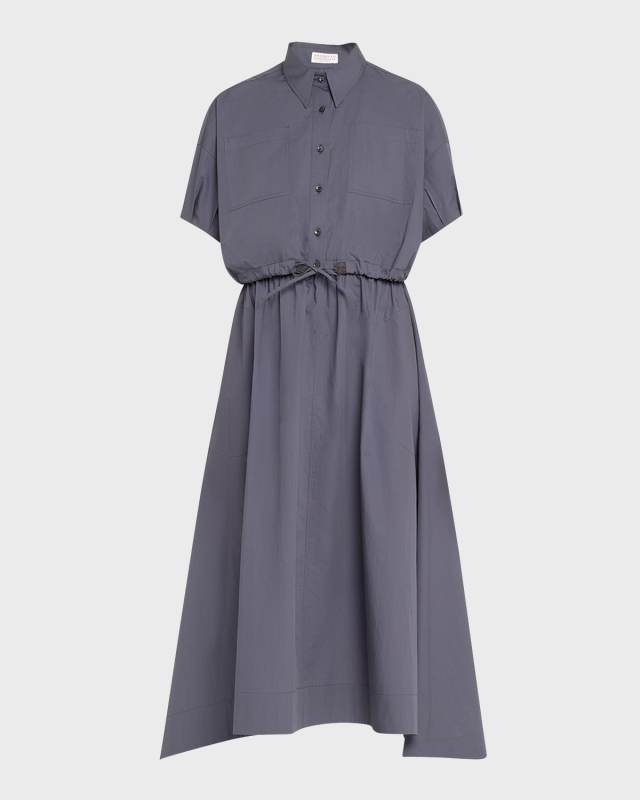 Light-Weight Shirtdress with Fitted Waist and Monili Loop Detai