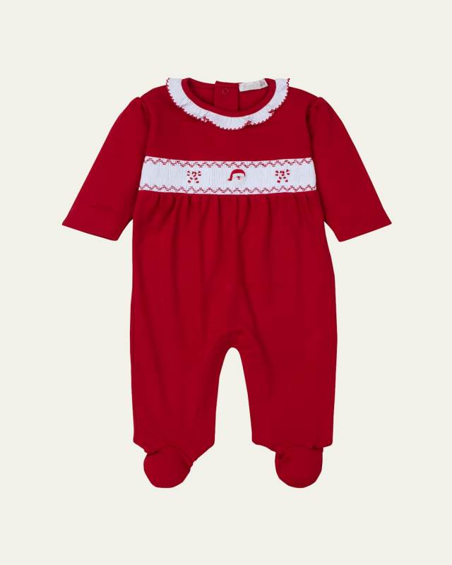 Girl's Holiday Medley '24 Hand Smocked Footie, Size Newborn-