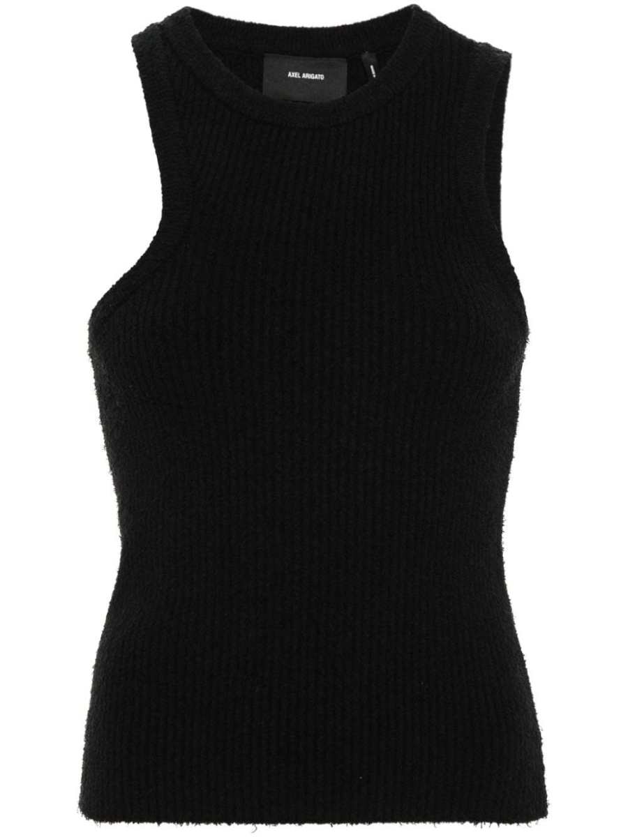 ribbed-knit asymmetric tank top