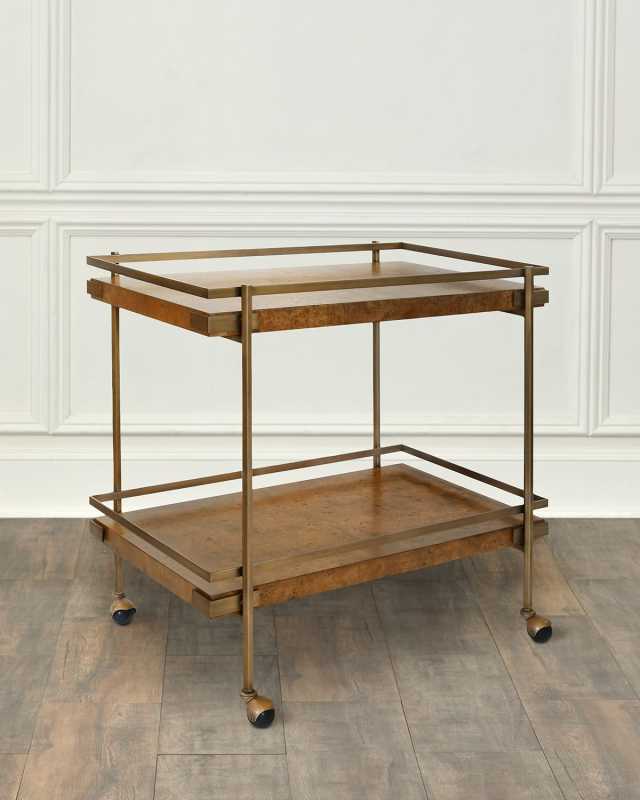 Cash Burl Wood Bar Cart