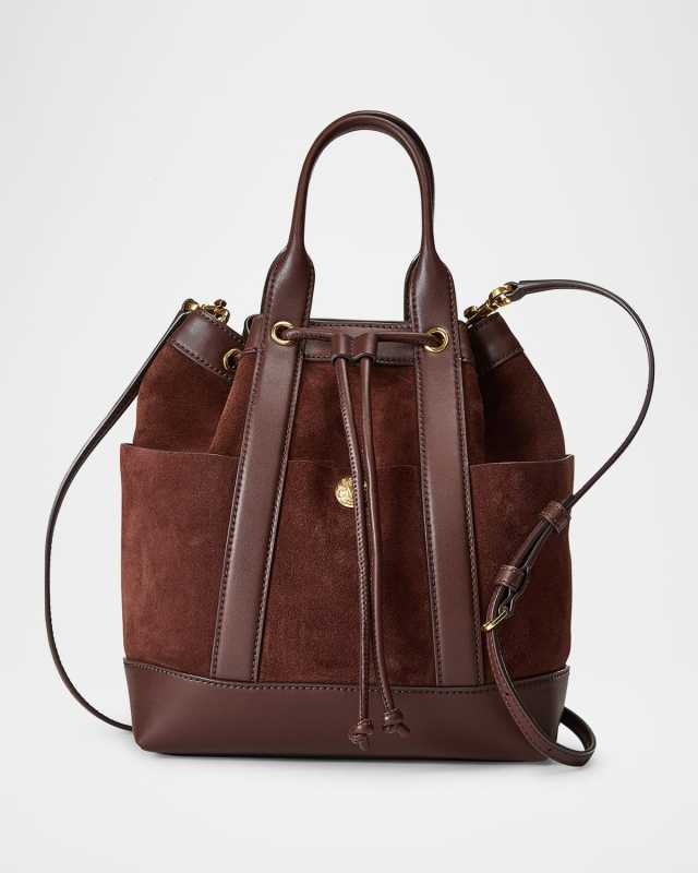 Goody Drawstring Suede & Leather Crossbody Bag