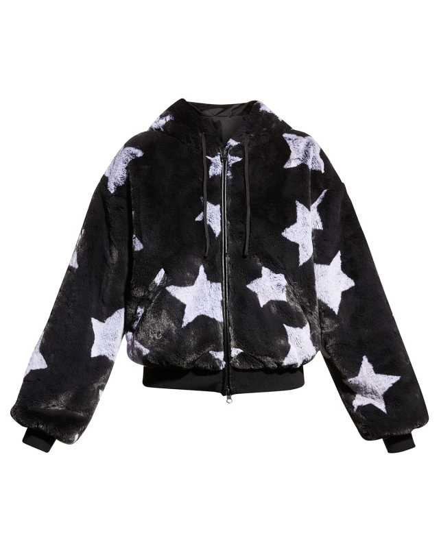 Faux-Fur Reversible Star Hoodi