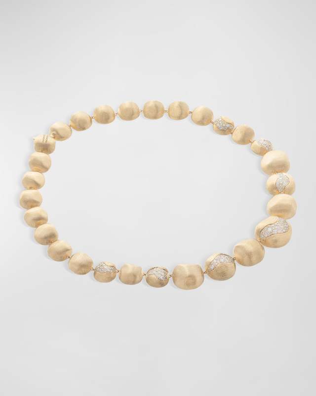 18K Yellow Gold Africa Necklace with Diamonds 17.75"L