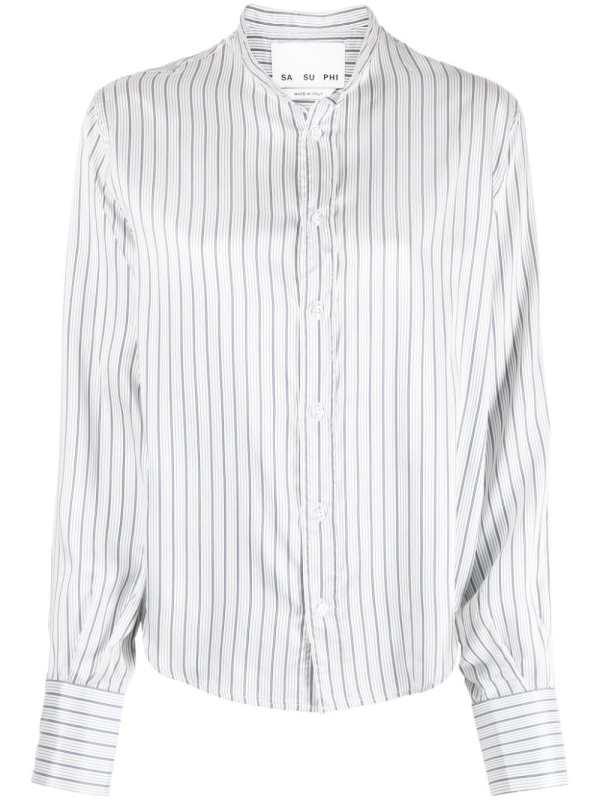 striped long-sleeve silk shirt